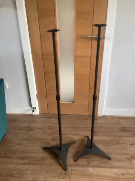 A pair of speaker stands, adjustable height