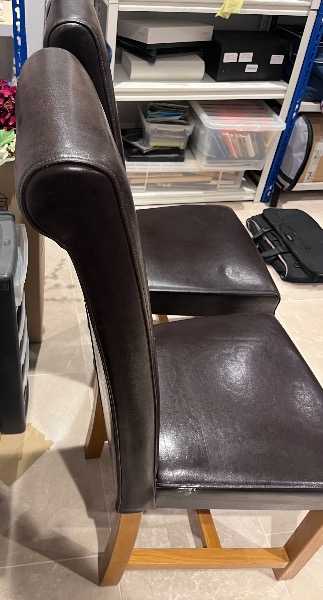 2 leather dining chairs