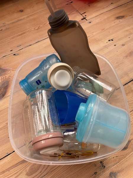 Assorted baby bottles