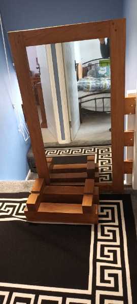Very Heavy solid wood Mirror and base - promised subject to collection