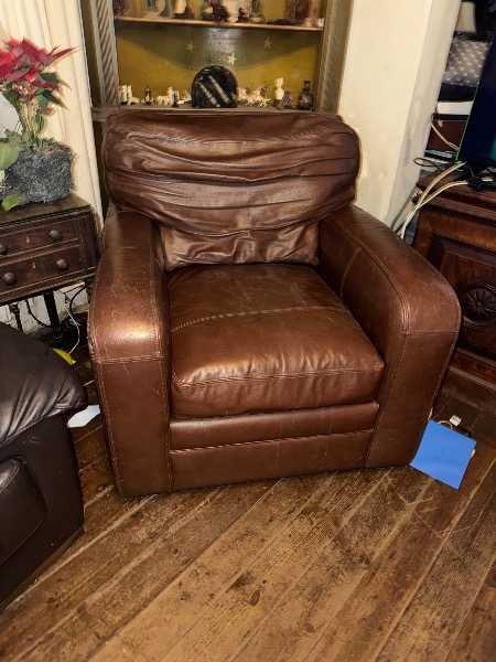 Large Brown Leather Armchair