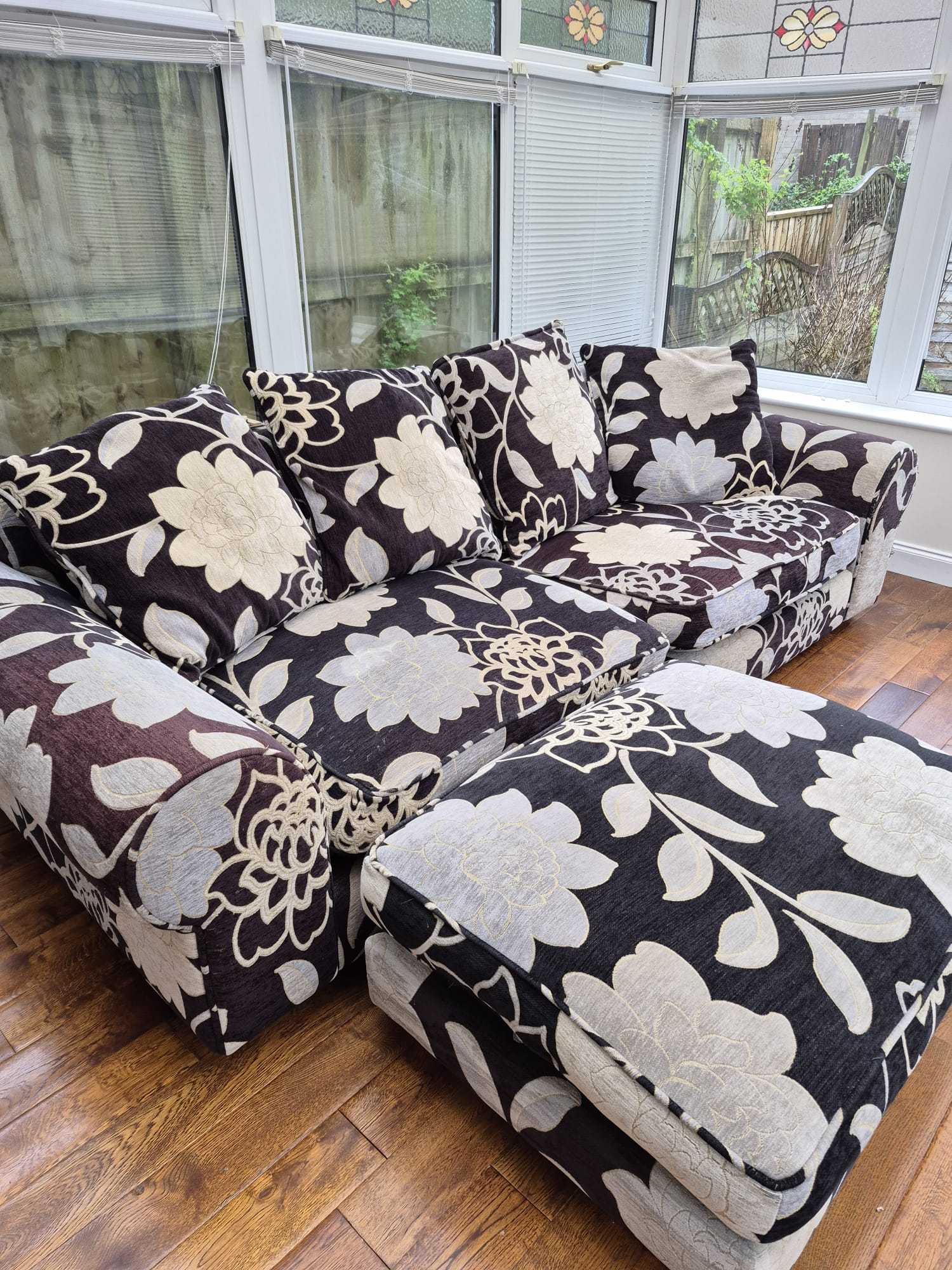 Deep 4 seater sofa with footstool